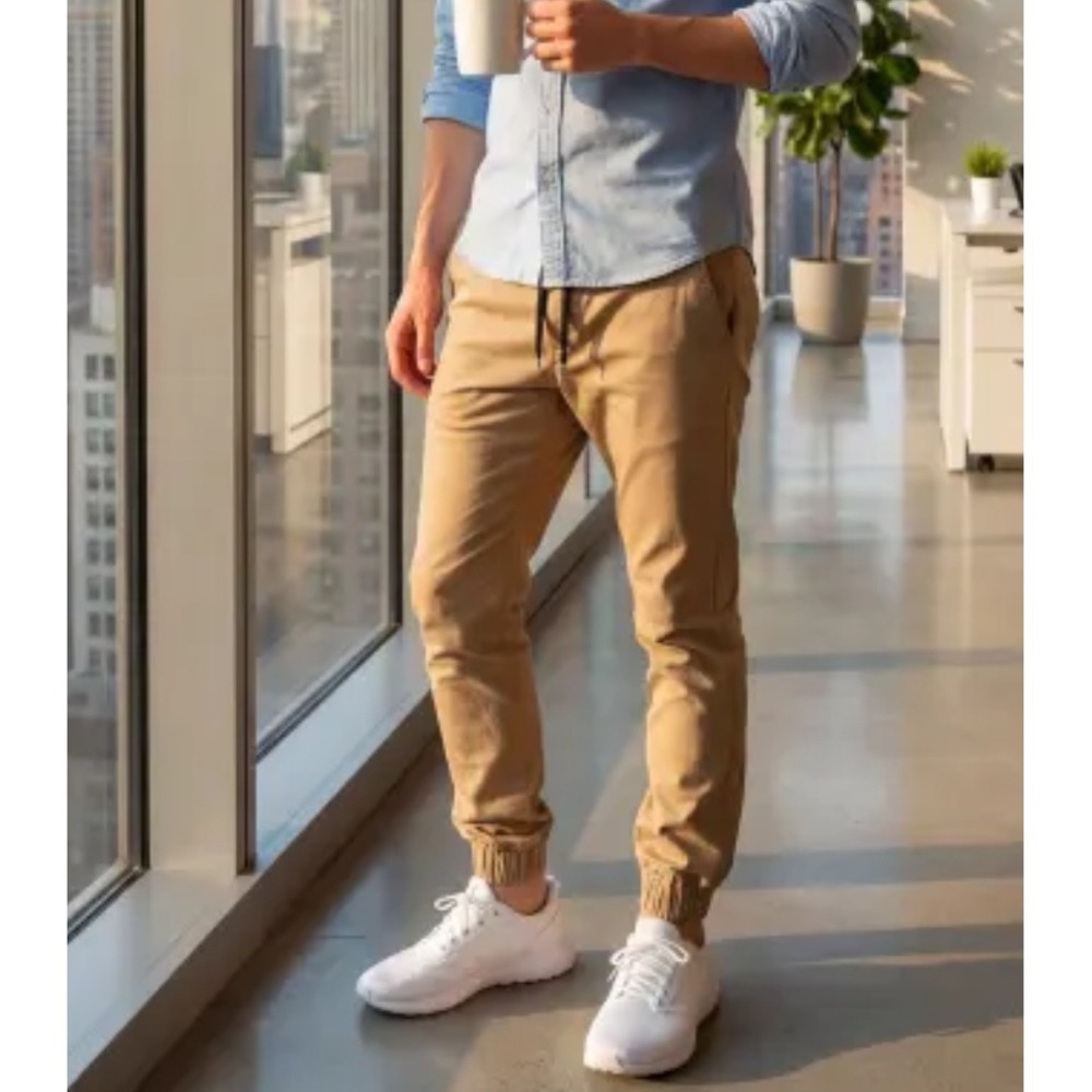 ItalyMorn Khaki Jogger Pants Drop‎ Crotch Chino Drawstring Minimalist Men Medium